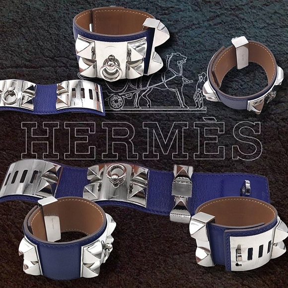 HERMÈS Authentic Collier De Chien 24 Bracelet Discontinued Color: Blue In Box - Picture 15 of 16
